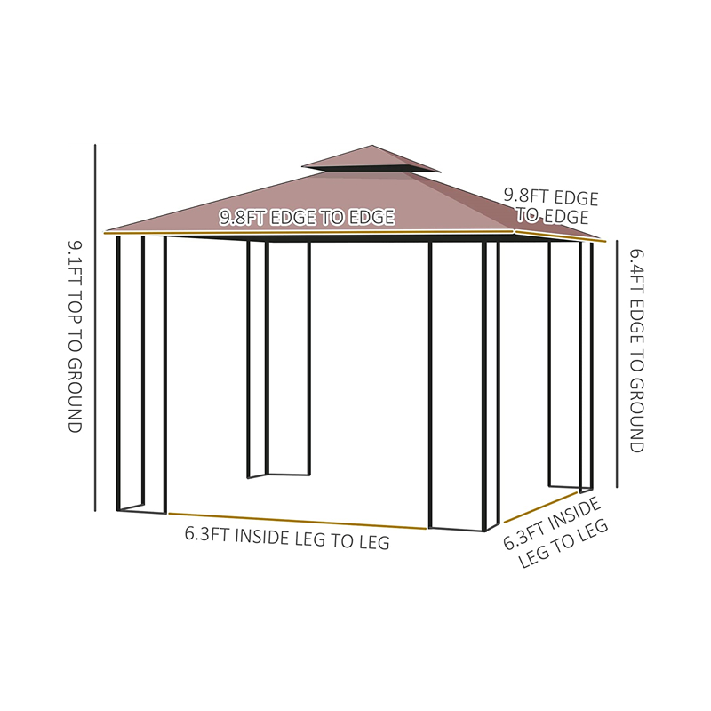 10 'x 10' Cruach PATIO Allamuigh Gazebo Ghairdín Ceannbhrat le cuirtíní mogalra inbhainte