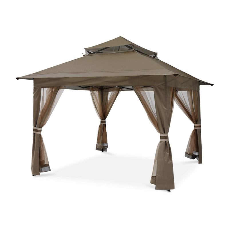 Soláthairtí gairdín Pergola Alúmanam Allamuigh Gazebo Allamuigh Úsáid Gníomhaíochta Allamuigh le Net Mosquito, Seacláid