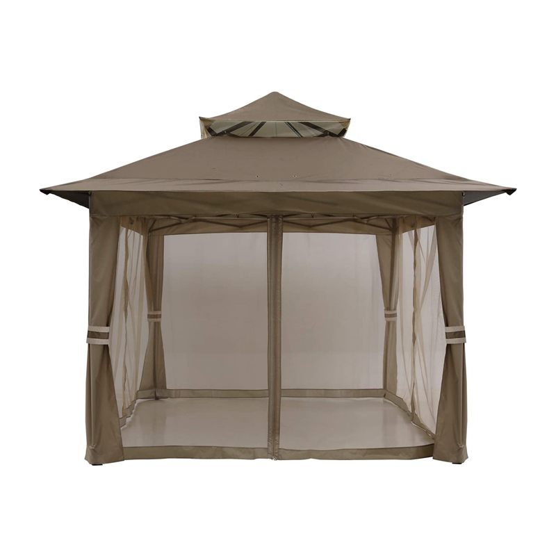 Soláthairtí gairdín Pergola Alúmanam Allamuigh Gazebo Allamuigh Úsáid Gníomhaíochta Allamuigh le Net Mosquito, Seacláid