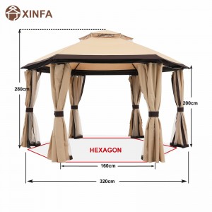 10 \'x10\' gazebos do patios gazebo heicseagánach amuigh faoin aer le cuirtíní líonta agus príobháideachta