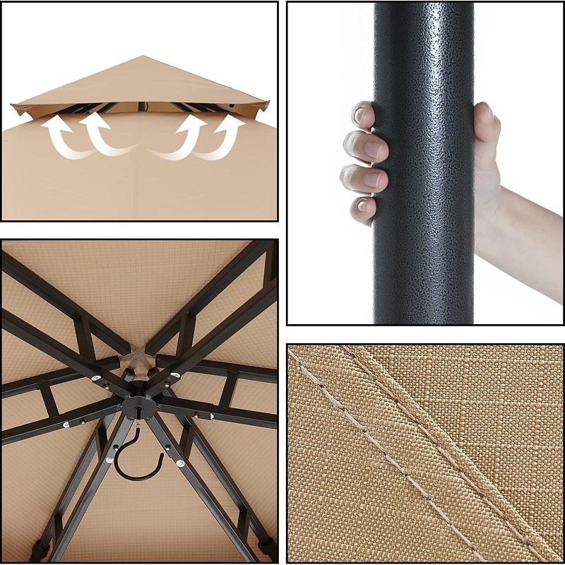 10 'x10' gazebos do patios gazebo heicseagánach amuigh faoin aer le cuirtíní líonta agus príobháideachta