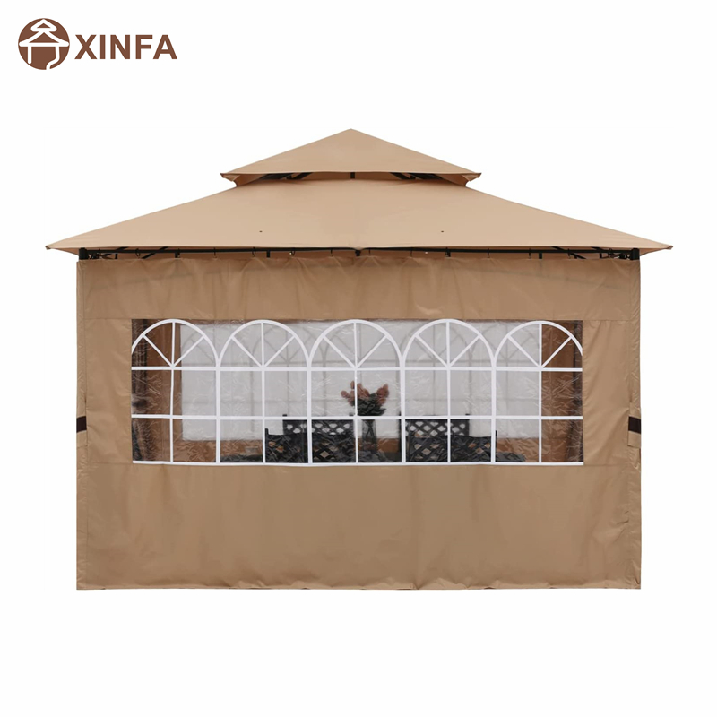 Gazebo amuigh faoin aer 10 '10 ’do PATIO le ballaí fuinneoigena heaglaise, Brown