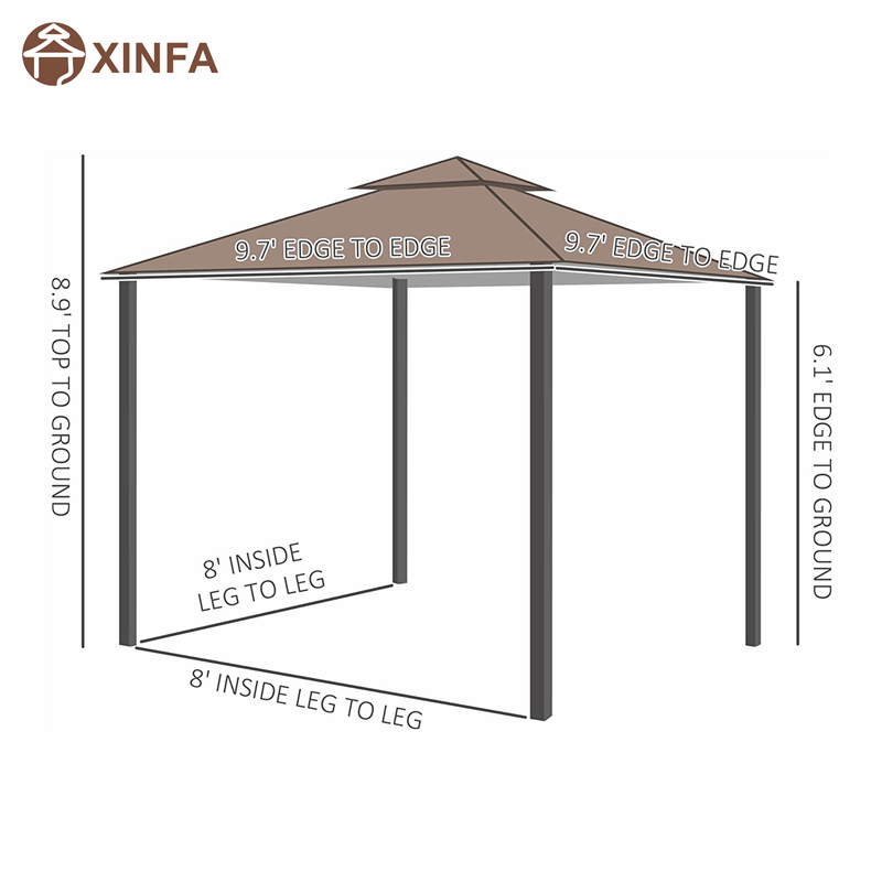 10 x 10 'Puball ceannbhrat PATIO Allamuigh Gazebo le ballaí mogalra, ceannbhrat 2 shraith do chúlchlós, caife