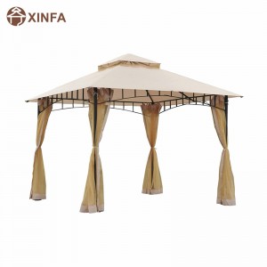 10 x 10 \'Puball PATIO Allamuigh Gazebo Puball le ballaí mogalra, ceannbhrat 2 shraith do chúlchlós, beige