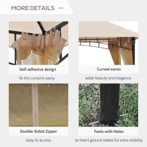 10 x 10 \'Puball PATIO Allamuigh Gazebo Puball le ballaí mogalra, ceannbhrat 2 shraith do chúlchlós, beige