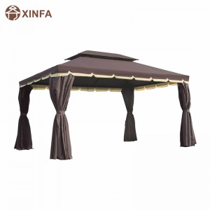 10 \'x 13\' PATIO Gazebo Díon Dúbailte Díon Dúbailte Allamuigh Fothain ceannbhrat le Líonta N Cuirtíní, Coffee