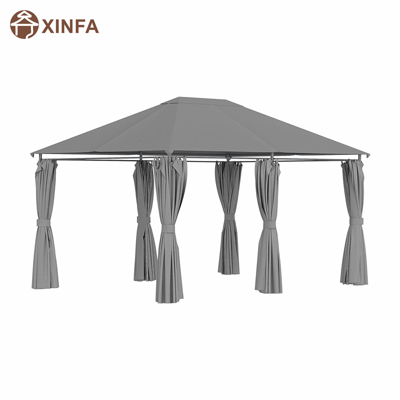 10 'x 13' foscadh ceannbhrat PATIO Allamuigh Gazebo le 6 bhalla inbhainte, liath