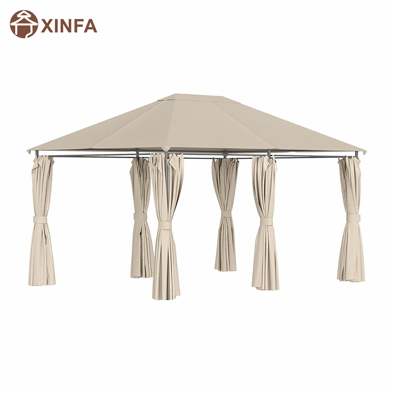 10 'x 13' foscadh ceannbhrat PATIO Allamuigh Gazebo le 6 bhalla inbhainte, khaki