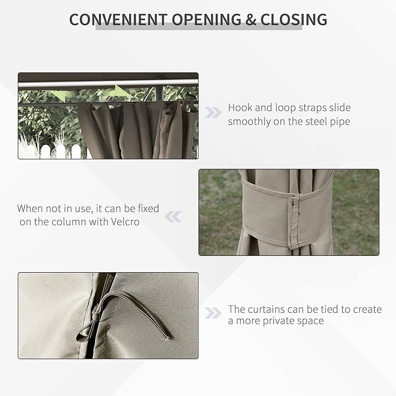10 'x 13' foscadh ceannbhrat PATIO Allamuigh Gazebo le 6 bhalla inbhainte, khaki