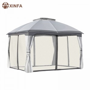 10 \'x 12\' \'Gazebo PATIO Allamuigh Gazebo Shelter Canopy Woler Díon Díon, Sidellalls Mogalra Zippered, Grey