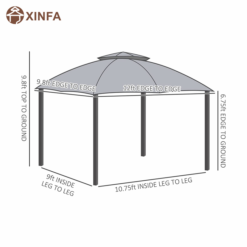 10 'x 12' 'Gazebo PATIO Allamuigh Gazebo Shelter Canopy Woler Díon Díon, Sidellalls Mogalra Zippered, Grey