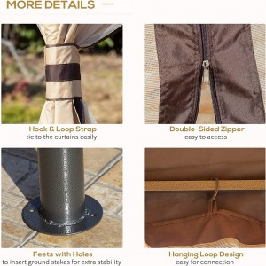 12 \'x 10\' puball ceannbhrat gazebo lasmuigh 2-leibhéal do PATIO le ballaí mogalra zippered, beige