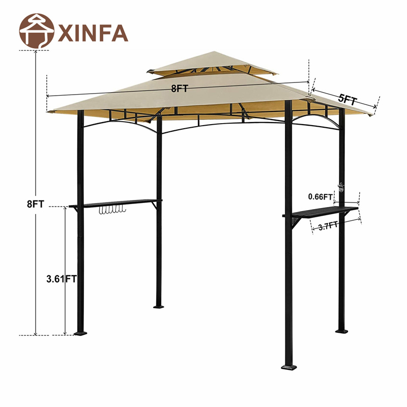8 'x 5' ceannbhrat 2-sraith barr grill gazebo patio amuigh faoin aer foscadh gazebo gazebo le fráma cruach sturdy