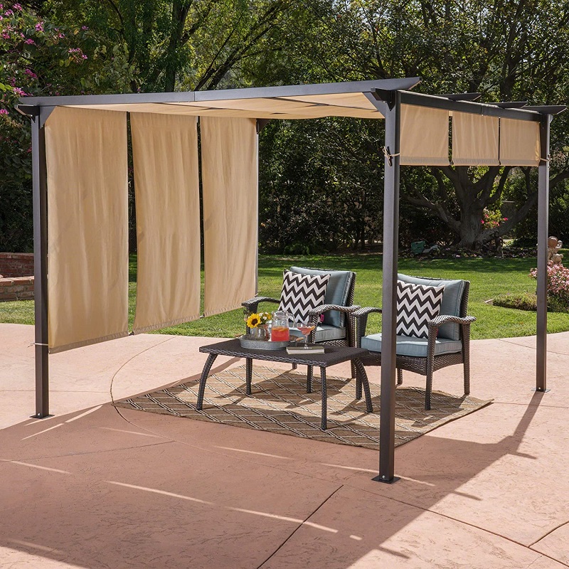 10 'x 10' 'Pergola Gazebo Puball Home Home Dione Allamuigh Frámaithe Cruach Allamuigh, Brown