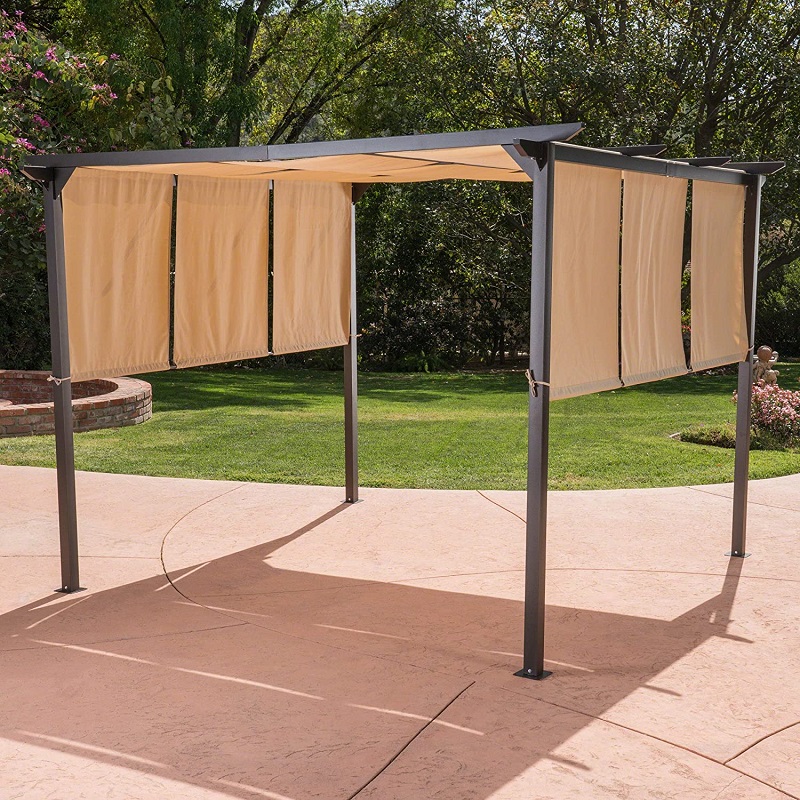 10 'x 10' 'Pergola Gazebo Puball Home Home Dione Allamuigh Frámaithe Cruach Allamuigh, Brown