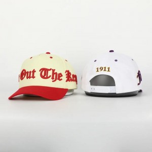 Saincheaptha Ardchaighdeán 5 Painéal Caipín Baseball Cotton Brim Brim, Lógó Puff Bróidnéireachta 3D Hat Dad Struchtúrtha Hat