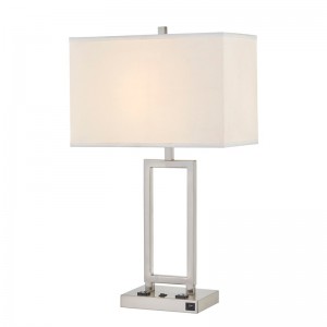 Lampa deisce Gatsby le bailchríochnicile brushed, dhá asraon, lasc rocker ar aghaidh agus calafort USB