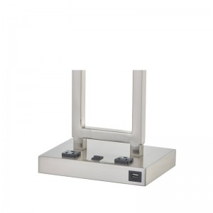 Lampa deisce Gatsby le bailchríochnicile brushed, dhá asraon, lasc rocker ar aghaidh agus calafort USB