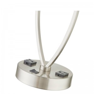 Codladh Lampa Tábla Solas One le bailchríochnicile brushed, lasc rocker ar aghaidh agus dhá asraon ag an seomra aoi