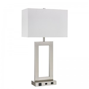 Lampa Tábla Solais Gatsby One Light le bailchríochnicile brushed, lasc rocker ar aghaidh, asraon áisiúil agus calafort USB