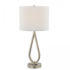 Lampa deasc codlata le bailchríoch airgid seanda, lampa deisce le, asraon áisiúil agus calafort USB