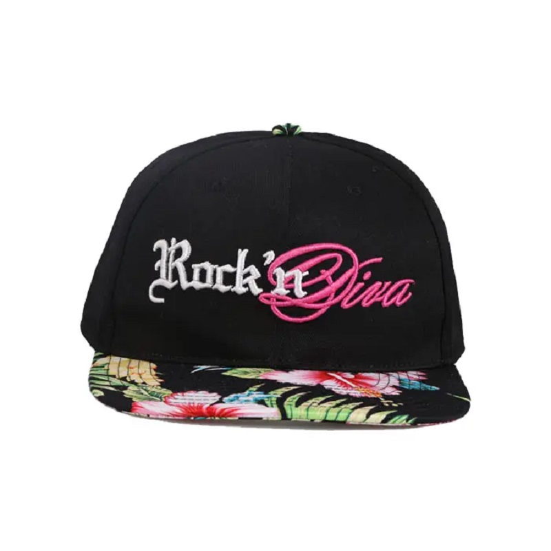 OEM Greannmhar 100% Polyester Polyester Bróidnéireacht Priontáil Tropic 2 Caipín Snapback Tone