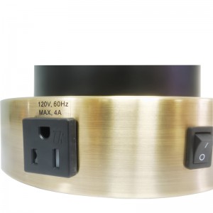 Lampa Oícheanta Custaim le Prás Antique and Black Críoch, A On NOFF Rocker Switch, Asraon Áisiúil agus calafort muirir USB ag an Seomra Aoi