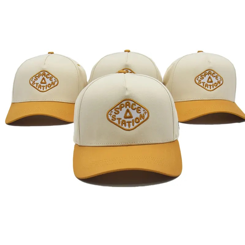 Mórdhíola saincheaptha 5/6 painéal caipín baseball struchtúrtha hata hata bróidnéireachta saincheaptha caipín baseball