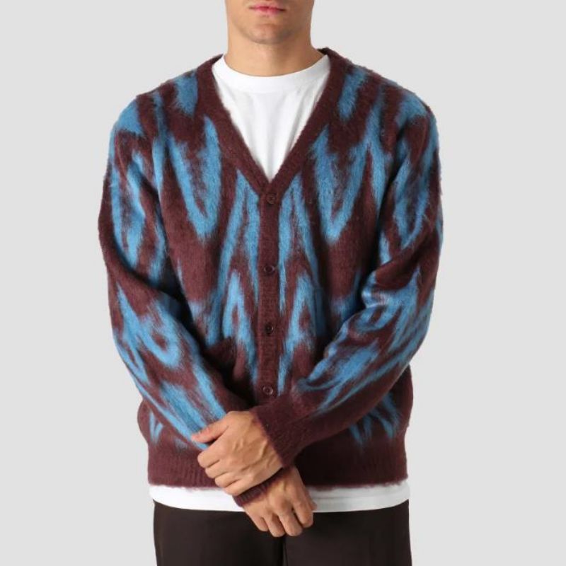 Patrún saincheaptha ardcháilíochta cniotáilte Jacquard Design Fir Geansaí Cardigan