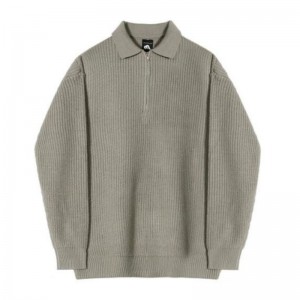 Fir Geansaí Pullover Fir an Fhómhair agus an Gheimhridh Leath -Turtleneck Zip Geansaí