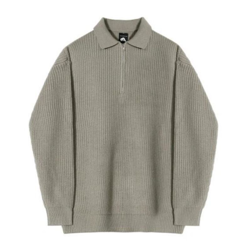 Fir Geansaí Pullover Fir an Fhómhair agus an Gheimhridh Leath -Turtleneck Zip Geansaí