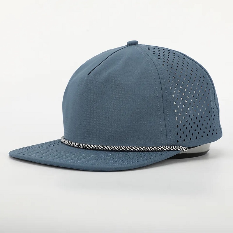 Lógó Dearadh Custaim OEM 5 Painéal Clasaiceach Clasaiceach Neamhstruchtúrtha Léasair Bán Bán 5 Painéal Phainéal Gorras Níolóin Réiteach Hat Rope Hat