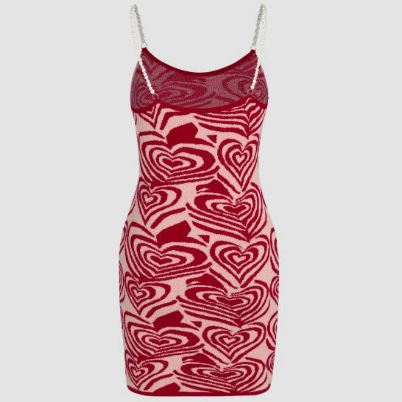 Grá Patrún Croí Gúnaí Priontáil Gúna Gearr Sleeve Summer Sundress Shein Shein Sexy Knitwear