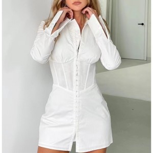 Waist faisin faisinna hEorpa agus Mheiriceá gúna gúna sleeved fada sleeved polo