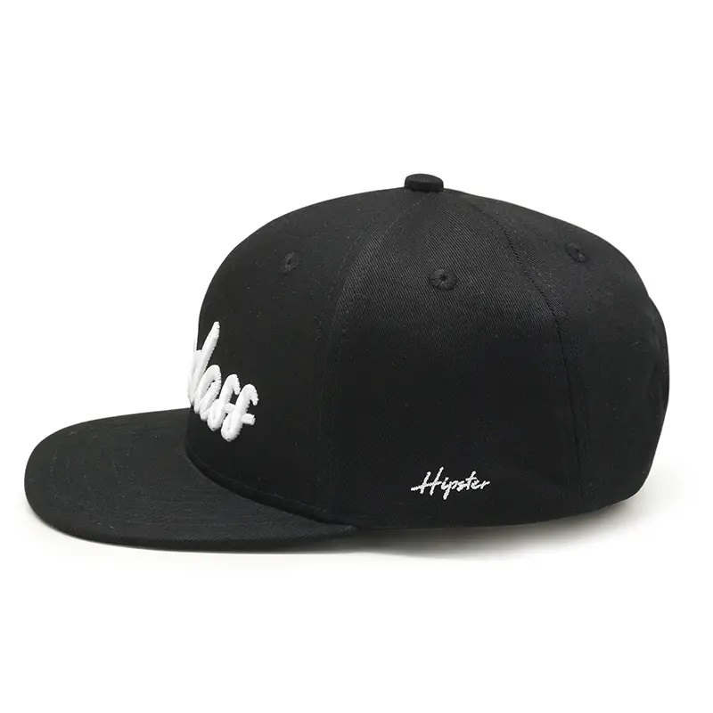 Dearadh OEM árasán brim 6 painéal saincheaptha 3D lógó bróidnéireachta hip hop caipín hata snapback do fhir