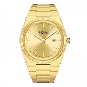 Baogela 40mm Brand All Gold Cruach dhosmálta Fir Wristwatch Gnó Clasaiceach 50m Uiscedhíonach Grianchloch Watch for Men 22801