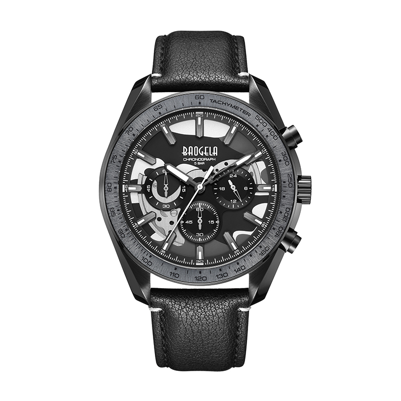 Baogela Fir Nua Só Spórt Grianchloch Chronograph Féilire Féilirena Seapáine Gluaiseacht 50BAR CLOC CLOCK CLOCK CLOCKATH LEATHAIR Fíor 22804