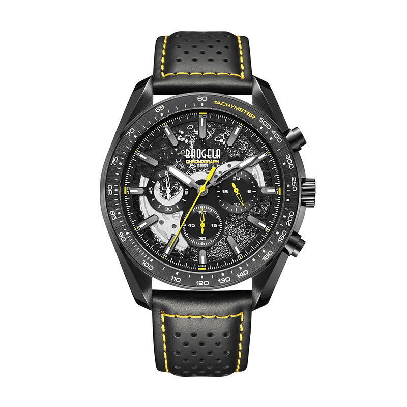 Baogela Fir Nua Só Spórt Grianchloch Chronograph Féilire Féilirena Seapáine Gluaiseacht 50BAR CLOC CLOCK CLOCK CLOCKATH LEATHAIR Fíor 22804
