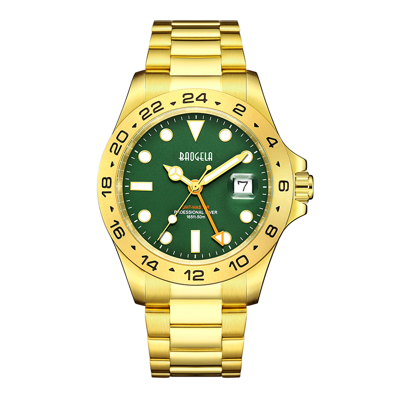Baogela Nua Fir Nua Faire Só 304 Cruach Dhosmálta Dial Luminous Dial 50m Lánúineacha Faisin Tumadóireachta Spórt Watch Watchwatch Gold Green 22806