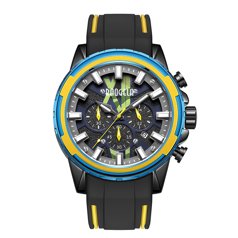 BAOGELA NUA ATHCHÓIRITHE Fir Strap Rubber Dhosmálta Strap Blue Faire le haghaidh Fear Só Chronograph Waterproograf Wristwatch Relogio Luminous 22601