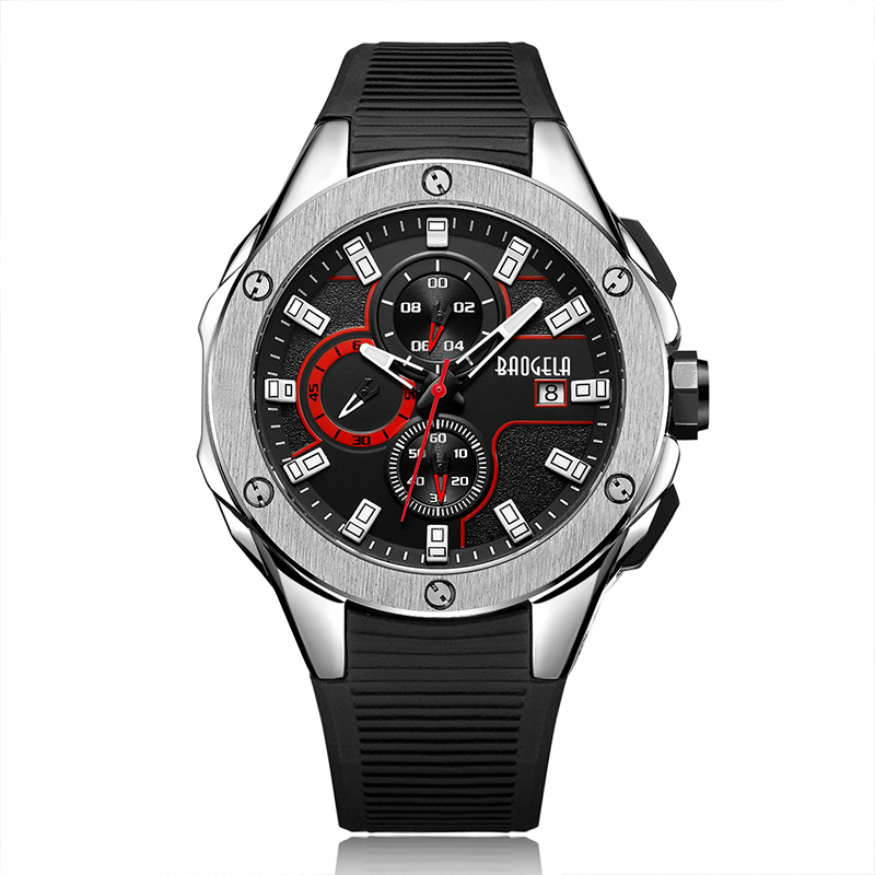 Branda Só Baogela Fir Fir Silicone Sports Watches Faisean Arm Faisean Fear Chronograph Grianchloch Réamhfhéachaint Masculino Rose 22608