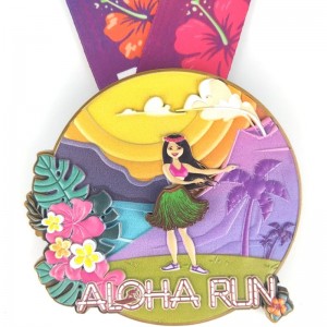 Boinn cine saincheaptha boinn chlasaiceacha aloha a rith boinn 3d clóite maratón clóite boinn spraíúil boinn bailchríochnaithe boinn