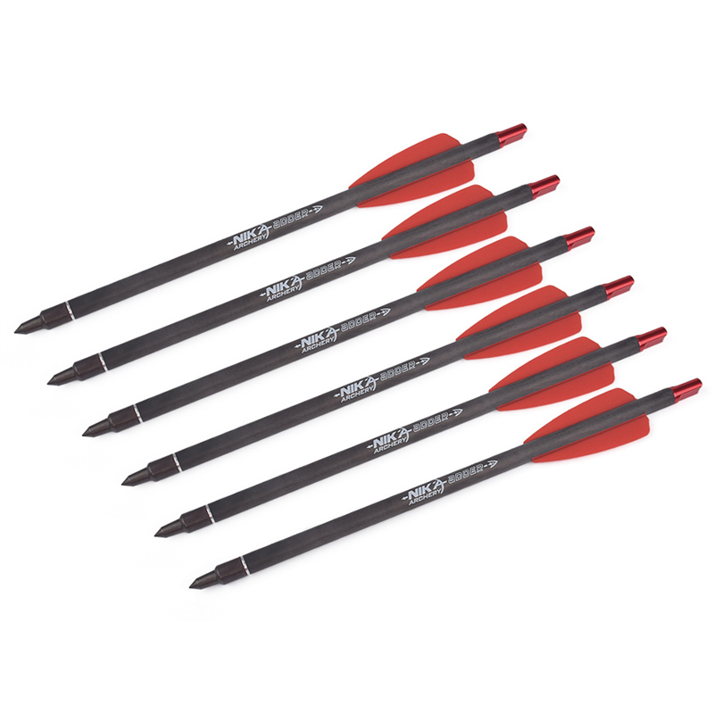 Nika Boghdóireacht 113167-02A 7.5inch ID6.2mm Bolts Crossbow Bolts Snáithín Carbóin Alúmanam Nock Cobra Córas Adder NR9 \\ t