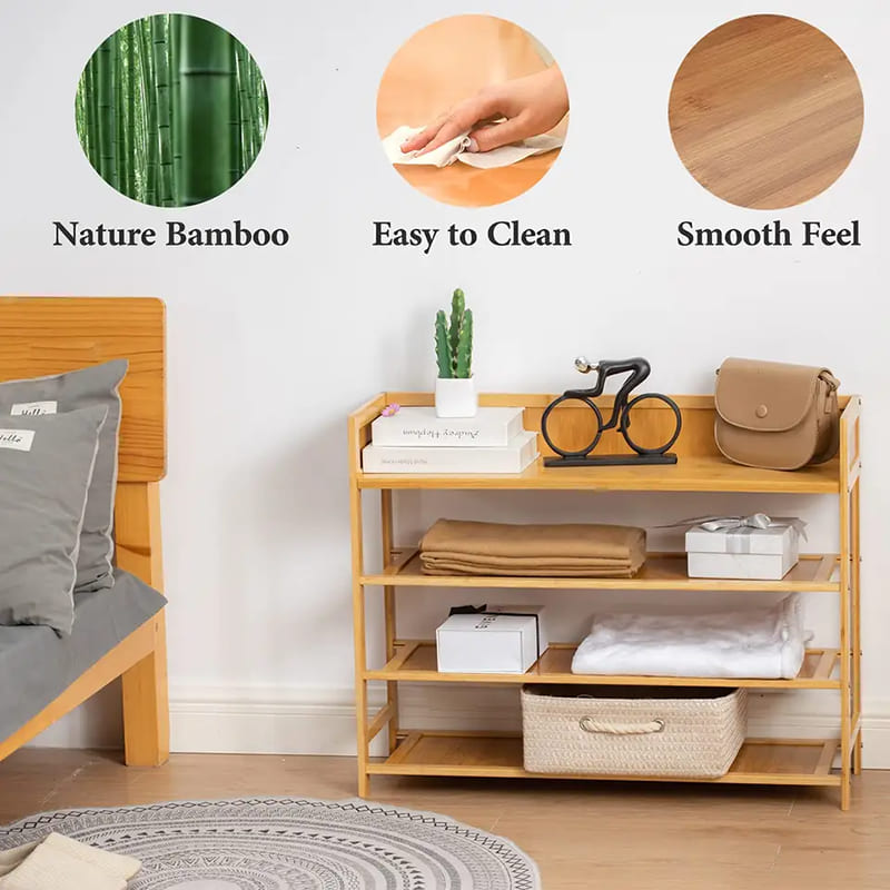 Conair Ilchuspóireach agus Stóráil Raca Bróg Bambú Closet