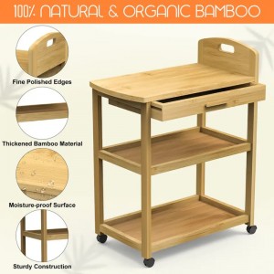 Scairbh Oscailte le haghaidh Stóráil Bia Ullmhú Bia Tralaithe carr seilf stórála bambú