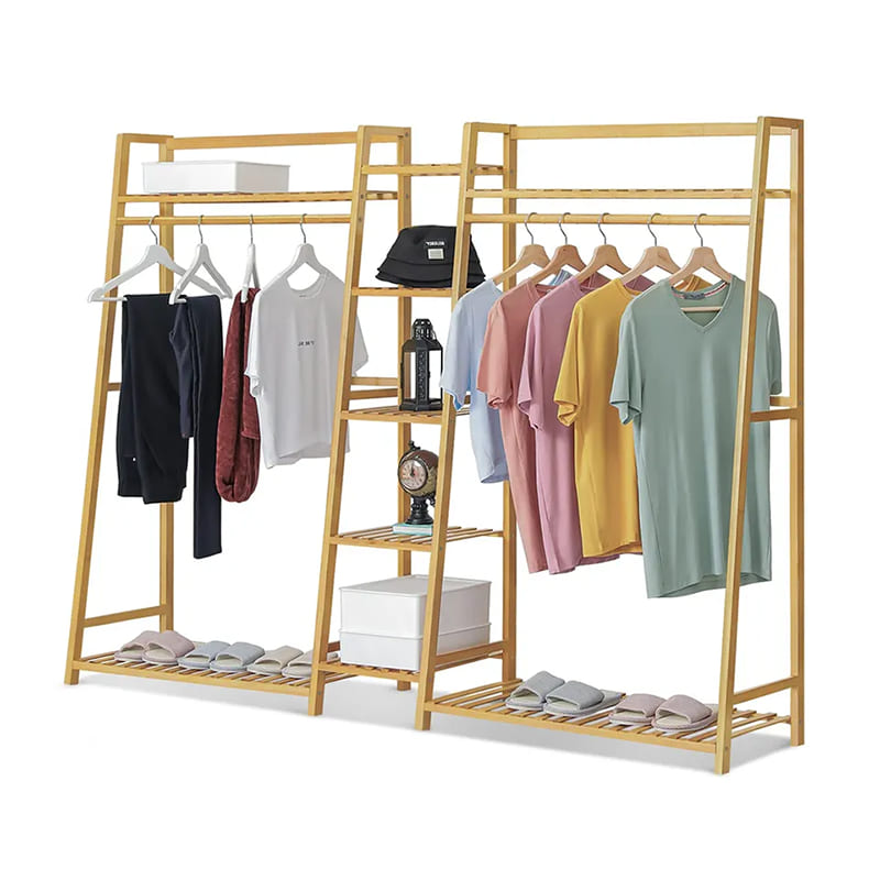 Eagraí Éadaí Wardrobe Raca Neamhspleách Trapezoidal Eagraí éadaí bambú bambú