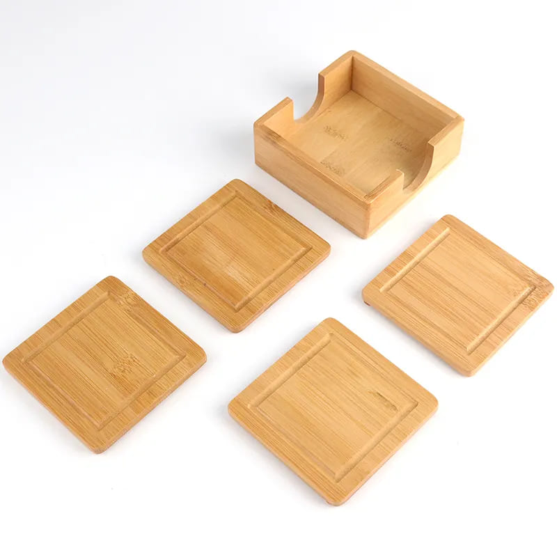 Coasters 5 phíosa bambú préimhe, coasters le haghaidh deochanna beoir