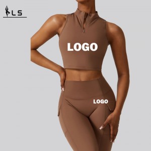 SC1069 Yoga Pants Leggings Stretch Spórt Socraigh Barraí Umar Suit Yoga agus Léigiúin Éadaí Giomnáisiam Zip Barr Yoga Socraigh Caitheamh Gníomhach