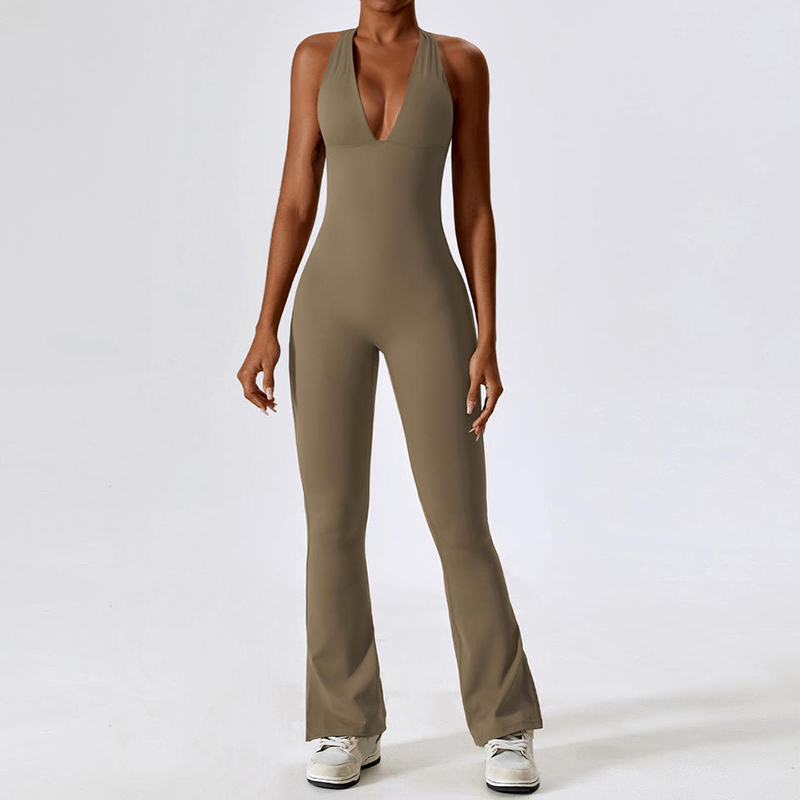 SC1077 Mná v Neck Backless Piece Piece Léim Giomnáisiam Romper Spandex Sexy Spandex Bodycon Bodysuit