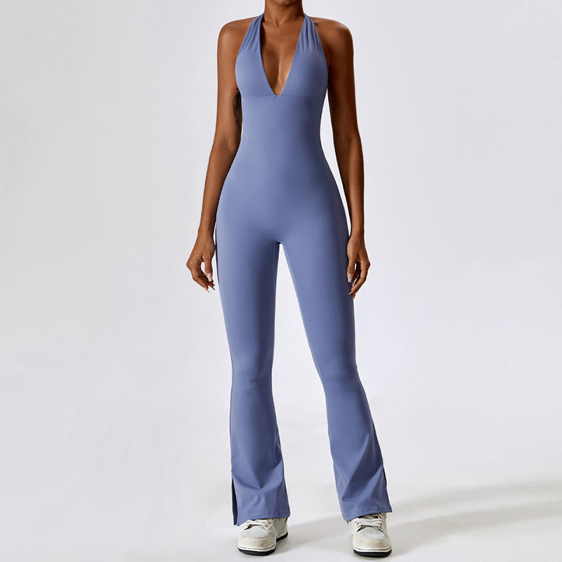 SC1077 Mná v Neck Backless Piece Piece Léim Giomnáisiam Romper Spandex Sexy Spandex Bodycon Bodysuit